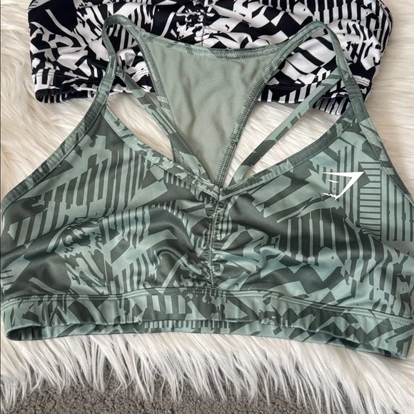 3 Gymshark Women's Sports Bra Set - Black, Green, Navy - Picture 3 of 6